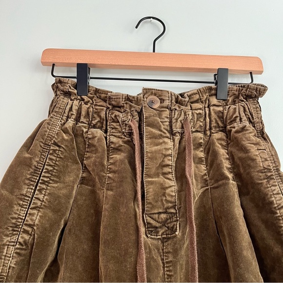 Free People Margate Pleated Trouser Women's XS PaperBag Waist Boho Brown Green - Picture 3 of 12